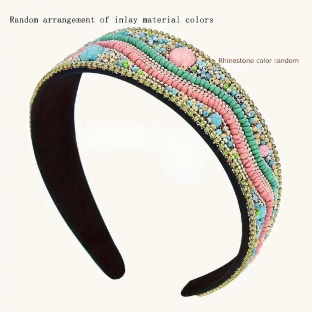 Boutique Colorfull Beaded Boho Headband NEW